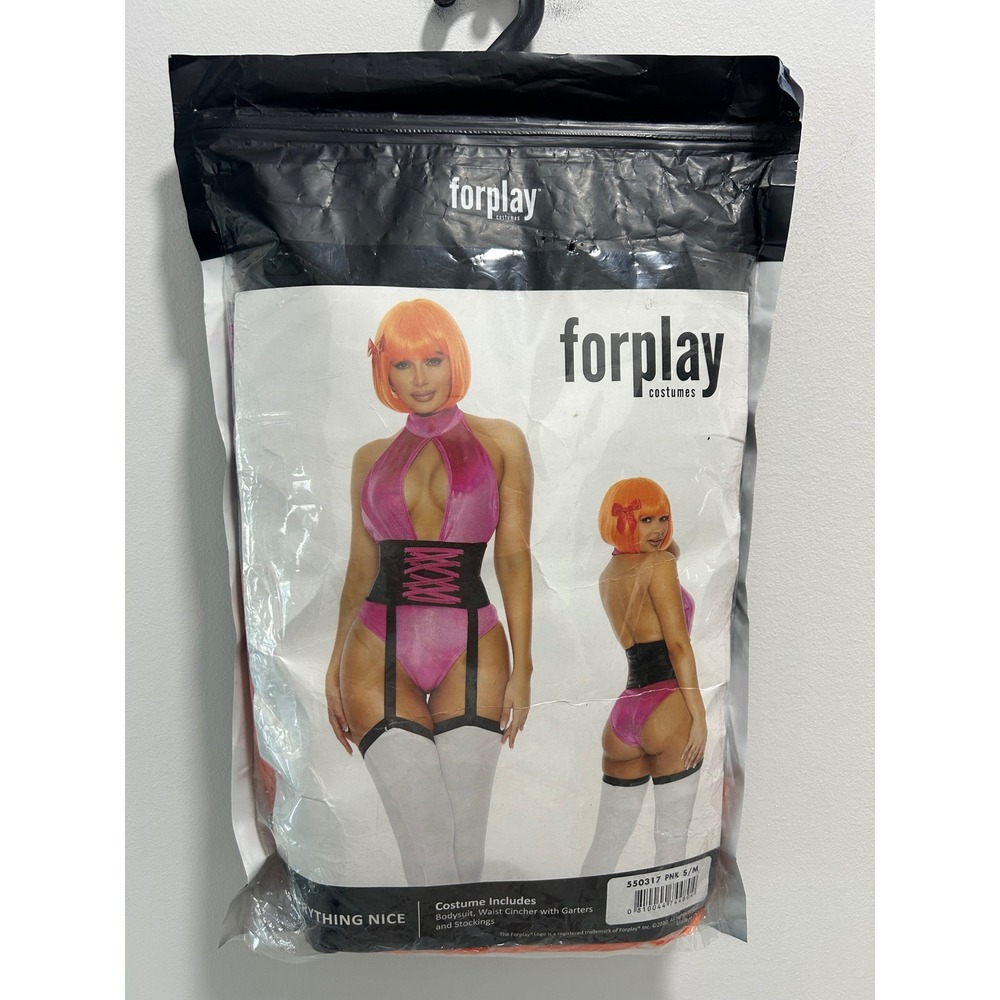 Forplay Everything Nice Pink Bodysuit Waist Cincher Stockings Costume 550317 S/M